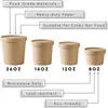 Kraft Paper Cups Soup Bowls Containrar Glass Kraft Mat engångsdessertkopp med lock