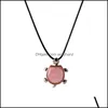 car dvr Pendant Necklaces Natural Red Carnelian Turtle Crystal Women Charka Healing Tortoise Jewelry Necklace 18 For Party In Gift Bags Drop Dh0Qe