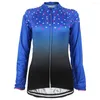 Kurtki wyścigowe HirbGod 2023 Blue Gradient Cycling Jersey Jersey Jersey Kobiet Proste na świeżym powietrzu Ubrania rowerowe z długim rękawem NR108