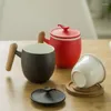 Mugs 300ml Black Zen Ceramic Tea Cup With Wood Handgrip Milk Coffee Mug Office Master Cups Filter Drinkware Gift Box Package