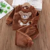 Pyjamas Autumn Winter Baby Boy Girl kläder Pyjamas Set Flanell Fleece Toddler Child Warm Catoon Bear Sleepwear Kids Home Suit 230227