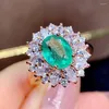 Cluster Rings Fashion Classic Natural и Real Emerald Ring 925 Серебряное серебро для мужчин или женщин