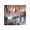 Auto DVR Gedroogde bloemen 100 stcs/Lot 24 kleuren kunstmatige zijden bloem wisteria wijnstok huizen tuin muur hangende rattan diy feest bruiloft decoratie dhmsa