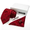 Laço amarra kamberft moda floral jacquard tecido gravata gravata tie hanky abonete cutalha de caixa de presente para acessórios para festas de casamento