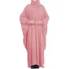 Ramadan Muslimsk etnisk klädsel One Piece Bön Hijab Klänning Plagg Abaya Cover Dubai Jilbab Kvinnor Niqab Huv Helrock Modest Jilbab Isl