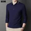 Erkek Polos Top Grade Lüks Moda Marka Tasarımcısı Polo Gömlek Erkekler Düz Sıradan Slim Fit Kore Uzun Kol Üstleri Erkek Giyim 230227