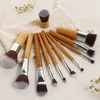 Selling 1Set Natural Bamboo Handle Face Makeup Brushes Foundation Blusher Powder Brush Tools With Bag3231358