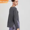 Designer Höst och vinter Lös Yogadräkt Långärmad Löpträning Sporttopp Dam Button Cover-up Fitness T-shirt Blus Lululemens Damer