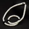 Chains Charming Round South Sea 9-10mm White Black Pearl Necklace 925s