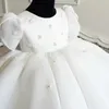 Robes de fille bébé espagnol Lolita princesse robe de bal à manches courtes perles conception mariage fête d'anniversaire robe de baptême pour les filles A1706 W0224