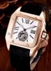 Orologi da polso Orologio meccanico da uomo di fascia alta Automatico Oro rosa Marrone Pelle nera Tourbillion Vetro zaffiro