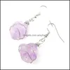 voiture dvr Dangle Lustre Fil Wrap Naturel Pierre Concassée Cristal Brut Agate Boucles D'oreilles En Gros Femmes Bijoux Drop Delivery Dhlz6