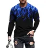 Men's T Shirts Fashion 3D Graphic Men T-Shirt Colorful Design Long Sleeve Crewneck Digital Tee For Young Casual Tees Regular Fit Clothes