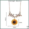 Bil DVR Pendant Neckor Bohemian Sunflower Leaf Pearl Necklace For Women Girls Lovely Harts Daisy Flower Boho Long Drop Handmade leverans DHXLM