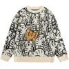 Herrtröjor harajuku vintage streetwear män pullover tecknad tiger mönster stickade hoppare 2023 höstpar casual lös toppar menmen's