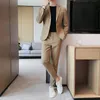 Męskie garnitury Blazers kurczyki Brytyjskie styl mężczyźni wiosna wysokiej jakości garnitury biznesowe/mężczyzna Slim Fit Groom Tuxedo Men Dwuczęściowe garnitur Blazers 230227