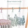 Hangers rekken 32 clips vouwen kledingdroger hanger kinderen volwassenen kledingdroger winddichte sokken ondergoed plastic droogrek kledinghanger 230227