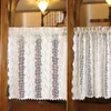 Vorhang im nordischen Baumwoll-Leinen-Pastoral-Stil, Volant für Küche, Fenster, Schrank, Café, Deco-Volant mit Stickerei, Blume und Schleife