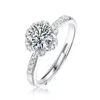 Cluster Rings 2 Flower Moissanite Ring 925 Sterling Silver Excellent Cut Past Diamond Test D Color Engagement For Women