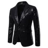 Men's Suits Blazers Shiny Gold Sequin Glitter Embellished Blazer Jacket Men Nightclub Prom Suit Blazer Men Costume Homme Stage Clothes For singers 230227