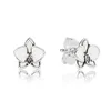 Witte magnolia Flowers Stud Earring 925 Sterling Silver voor Pandora Fashion Wedding Party Sieraden voor vrouwen Vriendin Designer oorbellen met originele boxset