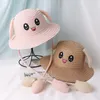 Bérets Xinyixiang casquette pour enfants chapeaux de paille oreilles mobiles dessin animé mignon rose bébé sortie de printemps Sombrero chapeau de seau de soleil