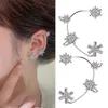 Backs Earrings Fashion Gift Christmas No Pierced Jewelry Snowflake Ear Wrap Non Piercing Rhinestones Cuff Tragus