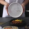 装飾プレートノルディックスタイルの大理石料理革新的なホームセラミック料理ウエスタンステーキプレート黒い食器朝食フラットプレートZ0227