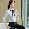 Blouses feminina corea Autumn College Style Fomem roupas de manga longa de trabalho brancas de negócios brancos de escritório formal de escritório camisa