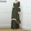 Vêtements ethniques ZANZEA Casual Lâche Dubaï Turquie Solide Robe Femmes Musulman Latern Manches Abaya Robe Élégant Dentelle Patchwork Hijab 230227