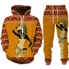 Survêtements pour hommes Drôle Africain Femme Imprimer HoodieSuit Dashiki Style Ethnique HommesFemmes Pull Sweat Ensemble Casual Couple Streetwear Survêtement 230227
