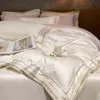 寝具セット豪華な刺繍キングサイズの寝具セット600TCエジプト綿ソフト滑らかな羽毛布団カバーセットベッドシートセットフィットシートピローケース230227
