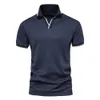 Polos pour hommes Printemps Été Hommes Solide Couleur Col V Polo Chemise Hommes Casual T-shirt Respirant Salopette À Manches Courtes Tops Taille US 230227