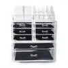 Sieraden zakjes cosmetica opbergdoos led licht ijdelheid spiegel make -up organizer 6 kleine 2 grote laden transparant rekroos 180821311