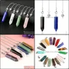 car dvr Charms Natural Stone Hexagonal Column Pendum For Dowsing Wicca Pointed Crystal Pillar Simple Pendums Reiki Pende Amet Drop Delivery Dhzyi