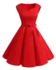 Robes décontractées grande taille femmes fête Robe rouge chérie cou évasé a-ligne sans manches Vintage Robe été Vestidos