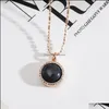 car dvr Pendant Necklaces 15Mm Round Lapis Lazi Pearl Blue Rose Natural Stone Quartz Gold Chain Geometric Accessories Jewelry Drop Delivery P Dhoad