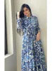 Etniska kläder Floral Maxi Dress Femaleelegant Dubai Arabic Oman Abaya Marockan Mellanöstern Muslim Long Dresses Plus Size Robe 2023