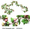 Decorative Flowers 1.6/2.3m Artificial Flower Rattan Fake Rose Plants Wreath Wall Decor Wedding Party Winding Vines