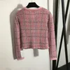 23SS FW Women Tweed Designer مجموعات فستان من قطعتين مع أزرار كريستال الفتيات Milan Runway متماسكة من قميص Cardigan Sweater Tops Tops Tops Tops and Midi Traints