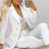 Femmes Costumes Blazers CMYAYA Élégant Paisley Plaid Femmes Ensemble À Manches Longues Blazer Pantalon Costume Bureau Dame Survêtement Deux Pièces Ensemble Fitness Tenues 230227