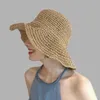 Brede rand hoeden eenvoudig meisje raffia floppy rietje voor vrouwen zomer strand ademende messenbare panama zon -zon damesbreed