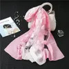 Scarves Women Simulation Silk Cut Flower Scarf Girls Embroidery Wild Sunscreen Shawl Adult Long Embroidered Lace Scarfs