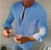 Camisas casuais masculinas largam o algodão sólido e o pescoço redondo de cânhamo de manga comprida camisa masculina 230227