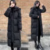 冬の風のブレーカーの女性を販売する民族服コート長い夜明けのパフジャケットソリッドブラックアンクルの長さシンプルなエレガントプラスサイズ