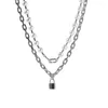 Chains Top Quality Hiphop/Rock Style Winding Necklace Double Layer Pearls Steel Lock Chain For Men Women Brand Jewelry