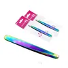 Eyebrow Tools Stencils Fashion Rainbow Color Stainless Steel Tweezer Mini Scissors Clip Antistatic Face Tool Drop Delivery Health Dhlyo