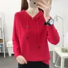 Felpe con cappuccio da donna Felpe con cappuccio tridimensionali sottili Decorazione maglione con cappuccio lavorato a maglia Casual spessa Autunno Inverno Coulisse Abbigliamento a più colori 230225