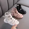 Sandalen meisjes Romeinse sandalen baby prinses peeptoe strandschoenen zacht bodem kleine prinses schoenen zomer nieuwe kinderen hoge schoenen z0225