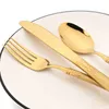 Set di stoviglie JANKNG 4 pezzi Set di posate nere Modello di spighe di grano Coltello forchetta cucchiaio in acciaio inossidabile 304 Cena Cucina occidentale